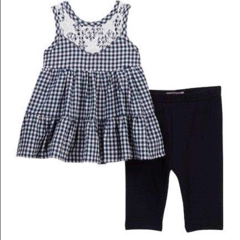 NWT Gingham Star Dress & Leggings Set